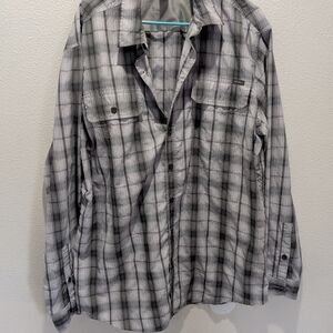 Eddie Bauer Gray Plaid Shirt Size XLT